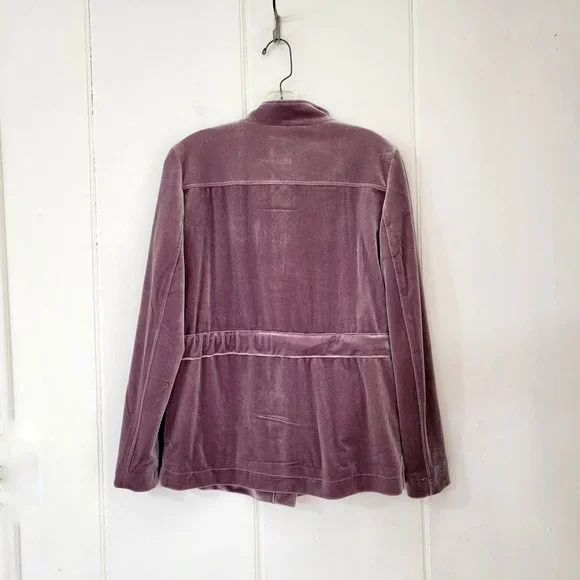 Loft Mauve Velvet  Utility Jacket with Drawstring Waist - Picture 3 of 6